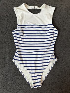Solid & Striped The Iman One-Piece Swimsuit size M Breton Stripe Open Back